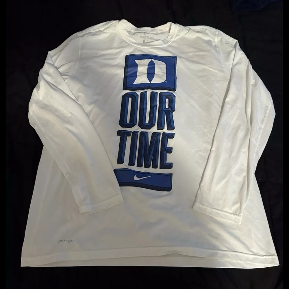 Nike Duke Blue Devils Dri Fit Legend Long Sleeve Shirt White Size XL
